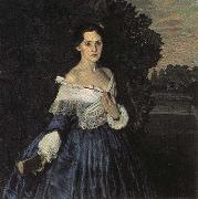 Konstantin Somov Lady in Blue oil on canvas
